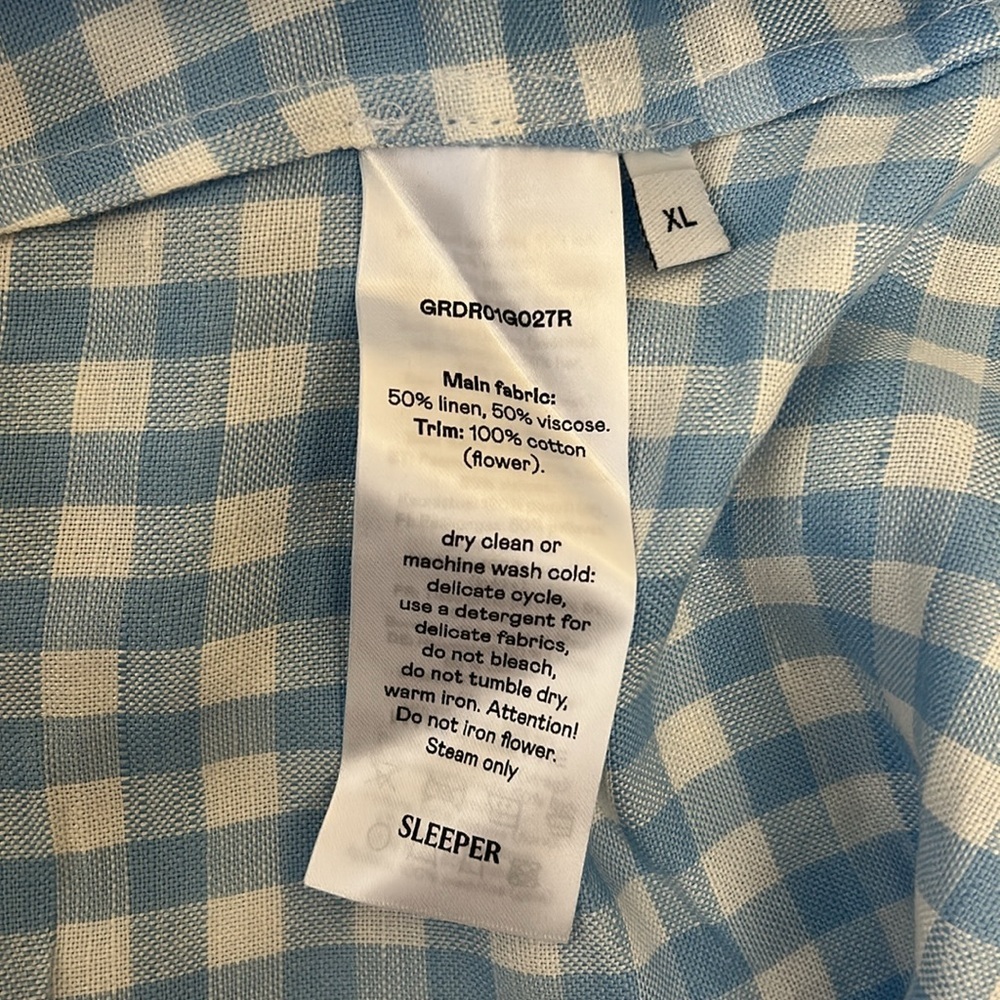 NWT SLEEPER The Genus Rosa Linen Blend Gingham Midi Dress in Blue Vichy Sz XL - Picture 5 of 15